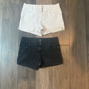 Women’s Black and White Jean Shorts